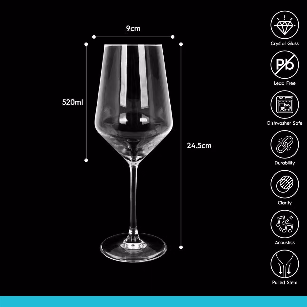 Argon Tableware Soho Lead-Free Crystal Wine Glasses, 520ml, Pack of 24, Transparent – 5