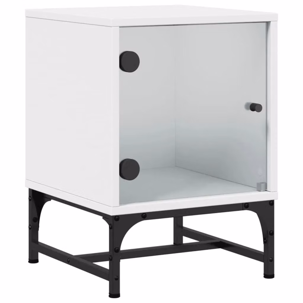 Berkfield Home Bedside Cabinet with Glass Door, White, W/D/H: 35 x 37 x 50 cm – 2