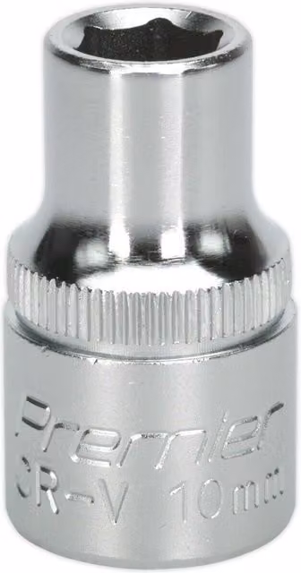 Loops 10mm Steel Drive Socket 1/2 inch Square Drive in Silver Chrome Vanadium