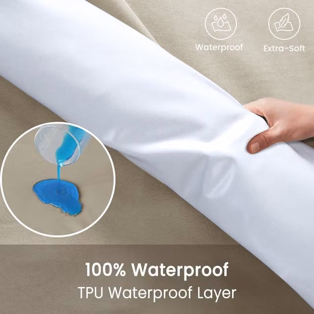 Cotton Passion Waterproof and Breathable Allergy-Friendly Fitted Sheet, Beige, W: 140 cm, L: 200 cm