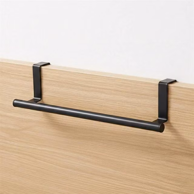 KORVIXA Black Metal Over Door Hanging Towel Rail Holder Rack