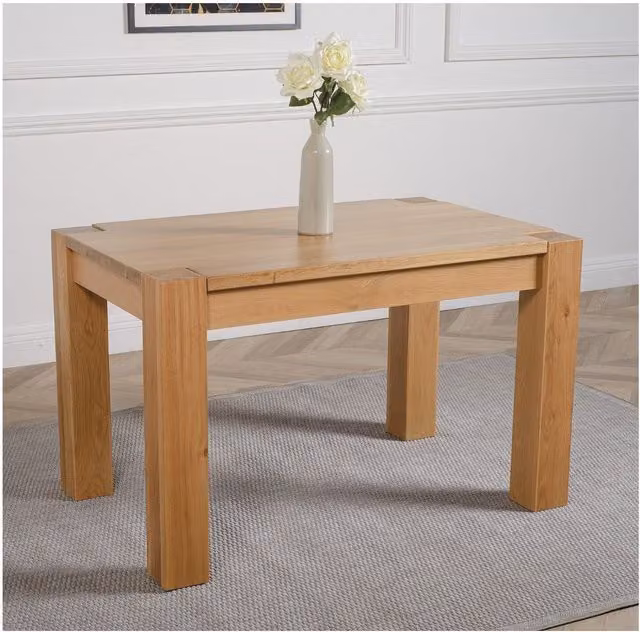 Thats Furniture Kuba Chunky Oak Small Dining Table and 4 Berkeley Chairs, Brown, W: 125 cm, D: 80 cm