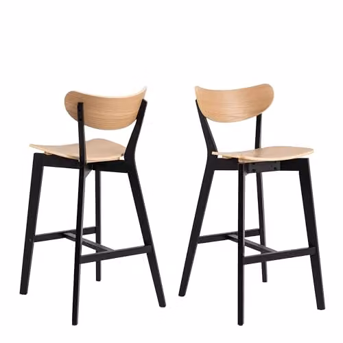 Furniture To Go Roxby Bar Table and 4 Bar Stools in Black and Oak – 3