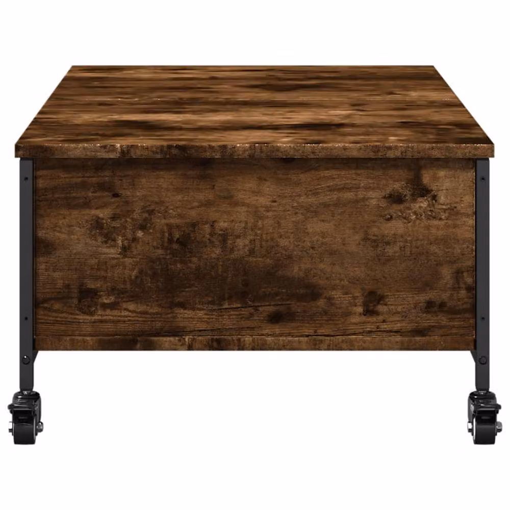 Berkfield Home Decorative Coffee Table with Castors in Smoked Oak Brown, W: 91 cm, D: 55 cm, H: 34 cm – 4