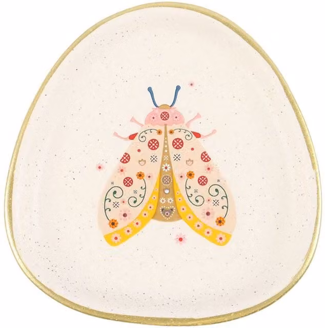 Something Different Floral Moth Trinket Dish in White