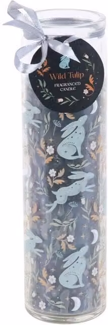 Something Different Midnight Hare Wild Tulips Navy Blue Tube Pillar Candle – 1