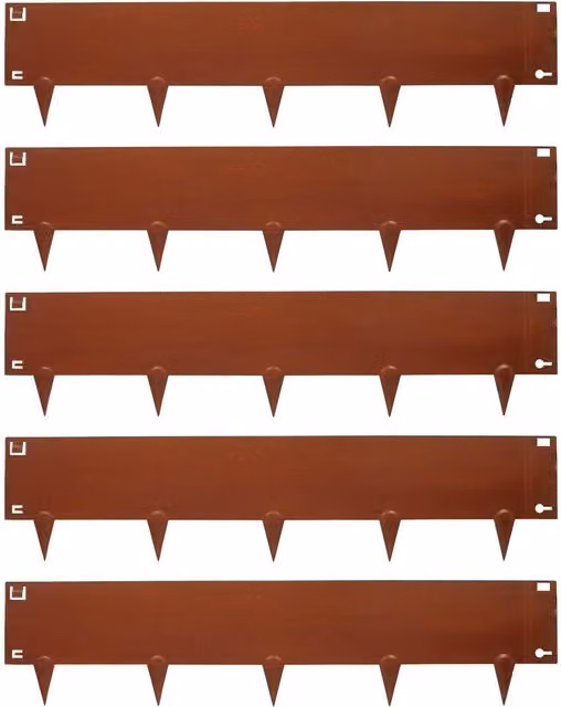 Harbour Housewares 5pc Galvanised Steel Lawn Edging Set, Brown