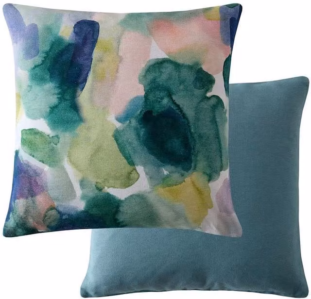 Bluebellgray Pure Cotton Printed Square Cushion in Green Multicolour