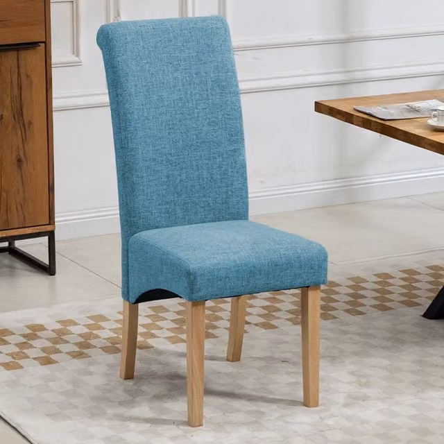 Artemis Home Set of 2 Rimini Fabric Dining Chairs in Petrol Blue