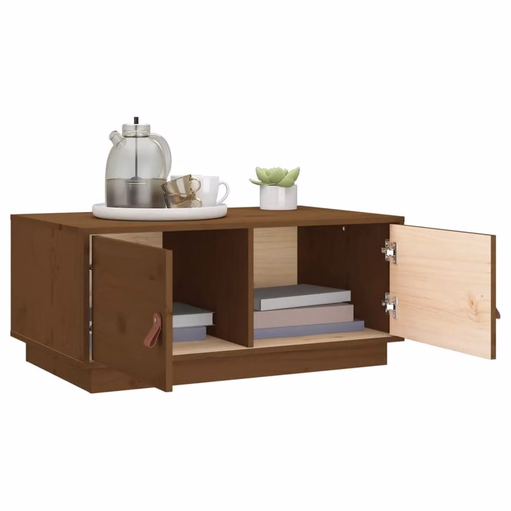 Berkfield Home Rustic Solid Wood Pine Coffee Table, Honey Brown, W: 80 cm, D: 50 cm, H: 35 cm – 3