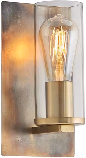 Loops Bronze Patina Wall Lamp with Transparent Glass Shade and Dimmable LED Fitting – 1