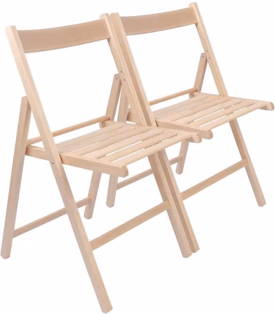 Harbour Housewares Stackable Beech Wood Folding Chair in Natural Brown/Beige