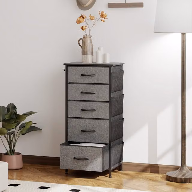 HOMCOM Modern Grey Metal Double Dresser