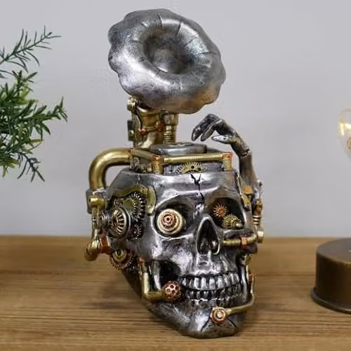 Gifts Direct 2 U Steampunk Skull Record Player Vintage Bronze and Gold Ornament – 3