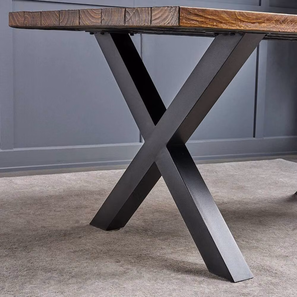Kelvenix Heavy Duty Metal X Cross Shape Table Legs in Matt Black, W/D/H: 52 x 7 x 40 cm – 2