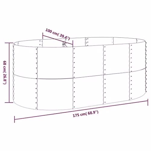 vidaXL Brown Steel Raised Garden Bed W: 175 cm, D: 100 cm, H: 68 cm – 3