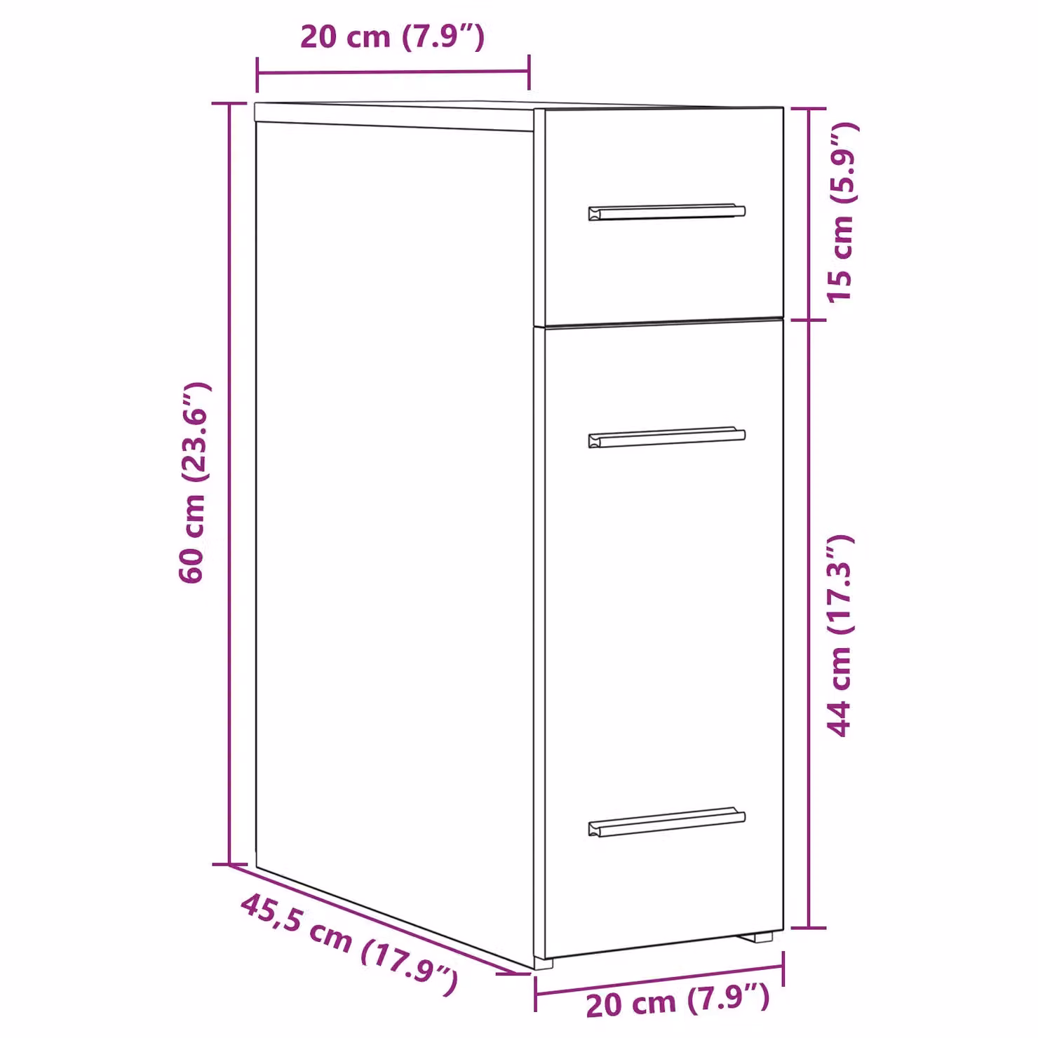Berkfield Home Apothecary Cabinet in Black Oak, W/D/H: 20 x 45.5 x 60 cm – 6