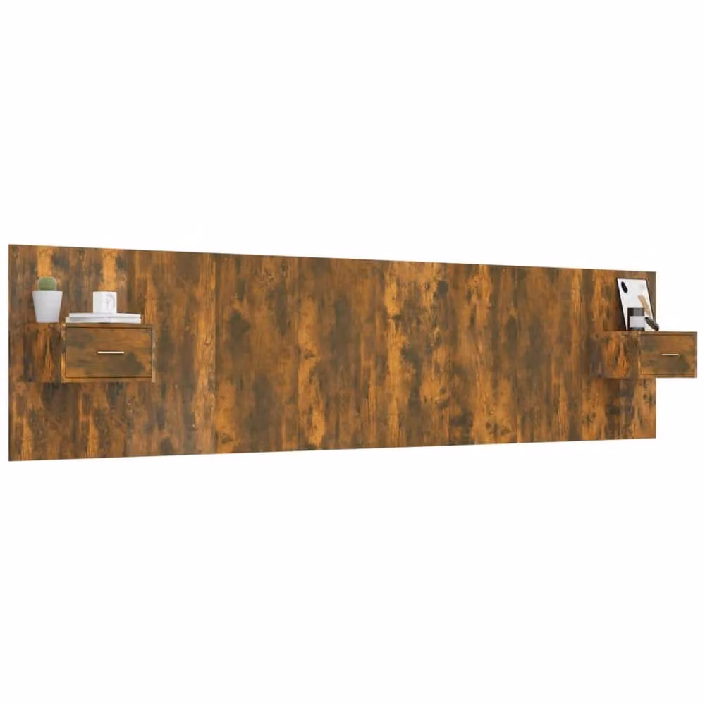 Berkfield Home Bed Headboard with Integrated Nightstand Cabinets in Smoked Oak Brown – 2