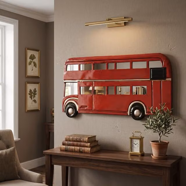Orsina Vintage Red Bus Metal Wall Art Decor – 2