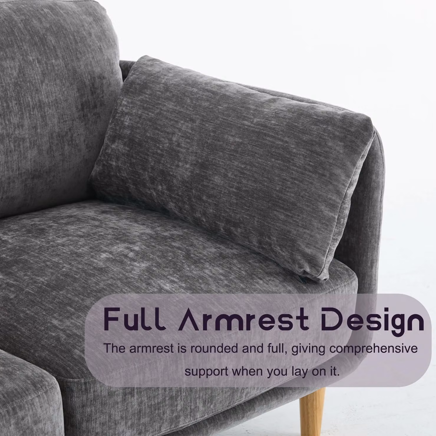 FURNITURE ONE Modern Velvet Upholstered 2 Seater Loveseat in Grey – 3