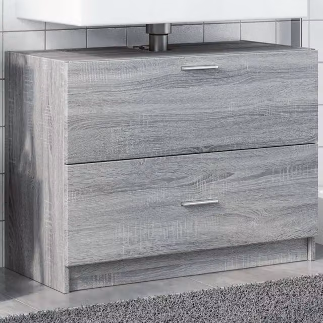 Berkfield Home Sink Cabinet in Grey Sonoma, W/D/H: 78 x 37 x 59 cm