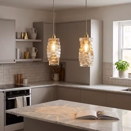 Happy Homewares Modern Gold Tinted Glass Rectangular Pendant Ceiling Light Shade W/D/H: 25 x 14 x 11 cm – 2