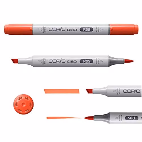 Copic Ciao Brush Ink Coloured Marker Pen Set, 6 Piece Multicolour and Pink Set