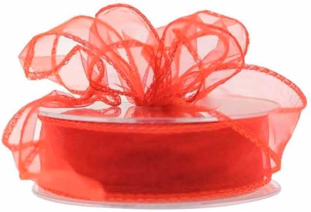 KDMD Red Wired Chiffon Ribbon, 2 Pack (Width: 30 mm, Length: 20 m per roll) – 1