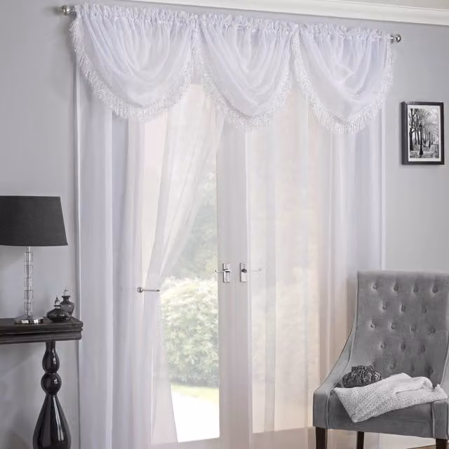 Terrys Savannah White Single Voile Rod Pocket Ready Made Curtain