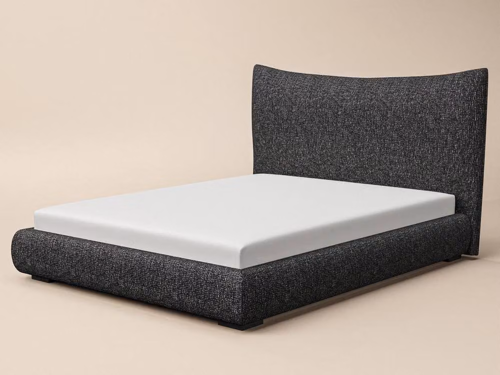Solace+Co Miller Curved Headboard Bed in Black Chenille, King Size (W: 180 cm, D: 200 cm, H: 108 cm) – 3