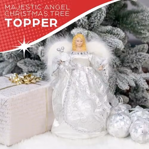 The Christmas Workshop 83960 Silver Angel Christmas Tree Topper, Height: 30.48 cm – 2