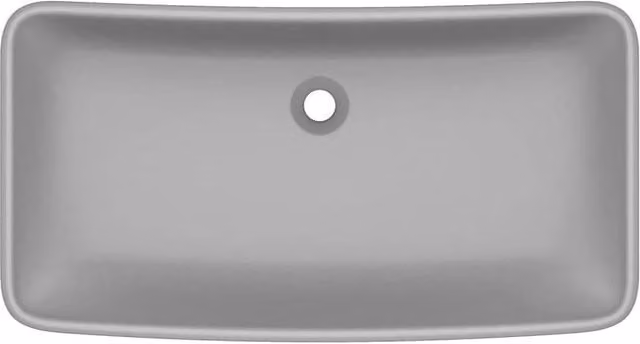 Berkfield Home Luxury Rectangular Ceramic Basin in Matt Light Grey W: 71 cm, D: 38 cm