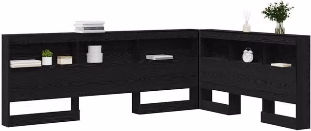 Berkfield Home Storage Headboard with Shelf in Black Oak, 160 cm