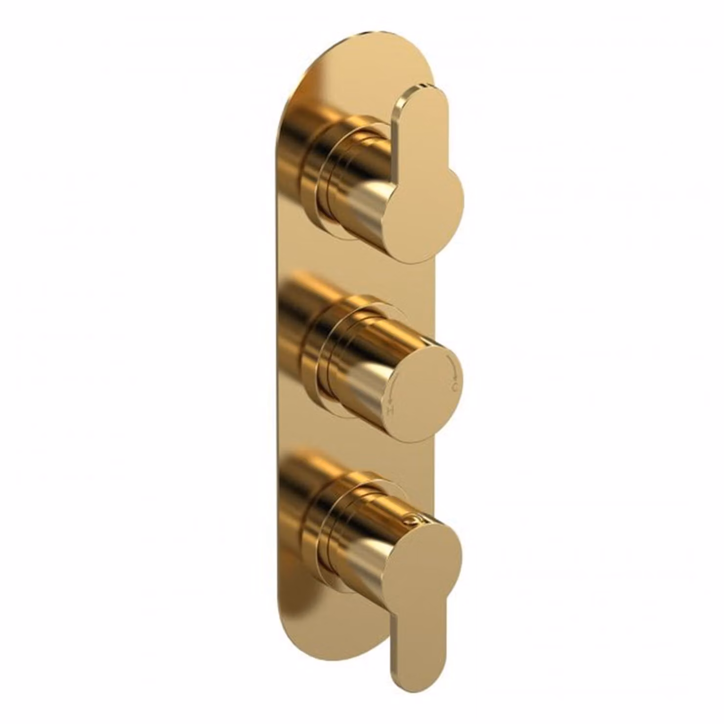 Royal Bathrooms Modern Round Brushed Brass Triple Thermostatic Shower Valve with Diverter and Safety Stop