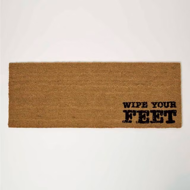 Homescapes Non-Slip Coir and Rubber Double Door Mat Runner, Brown and Black, W: 120 cm, D: 45 cm, H: 1 cm