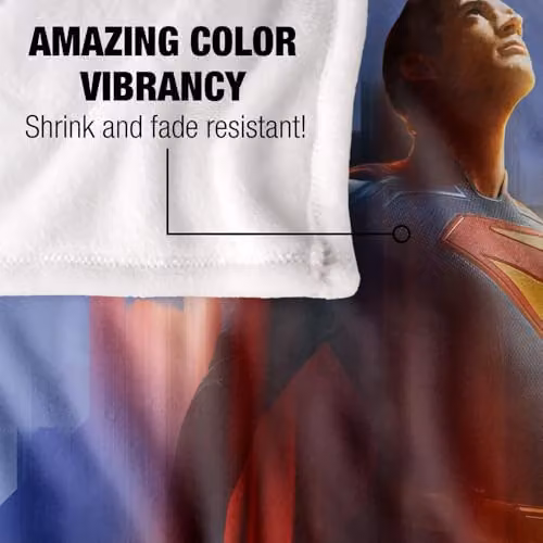 LOGOVISION Superman 2025 Look Up Shield Super Soft White Throw Blanket, W/D/H: 152 x 127 cm – 3