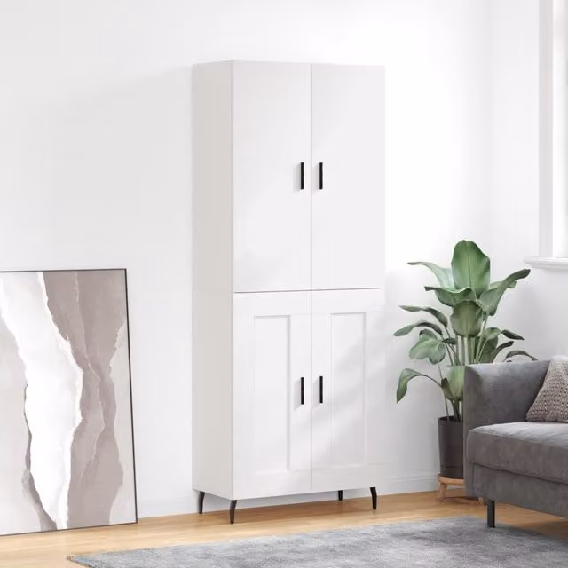 Berkfield Home Modern White Matt Highboard W: 69.5 cm, D: 34 cm, H: 180 cm