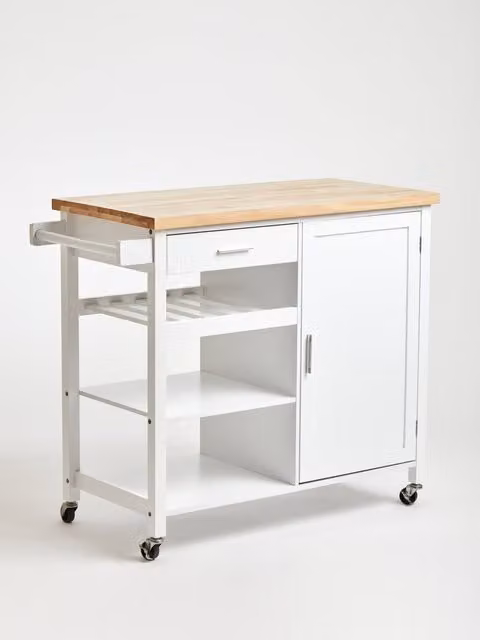 Maison by Premier Modern White Wood Kitchen Trolley