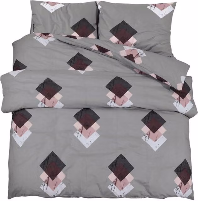Berkfield Home Grey Cotton Duvet Cover and Pillowcase Set, W: 135 cm, H: 200 cm – 1