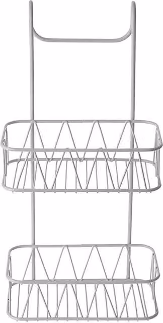 Hinsinc 2 Tier Hanging Shower Storage Caddy in White, W: 180 cm, Drop: 180 cm