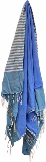 Four Candle Sky Blue Cotton Pareo Beach Towel with Velcro Pocket W/D/H: 180 x 100 cm