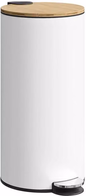 Kelvenix 30 Litre White Pedal Rubbish Bin with Removable Inner Bucket and Soft Close Function