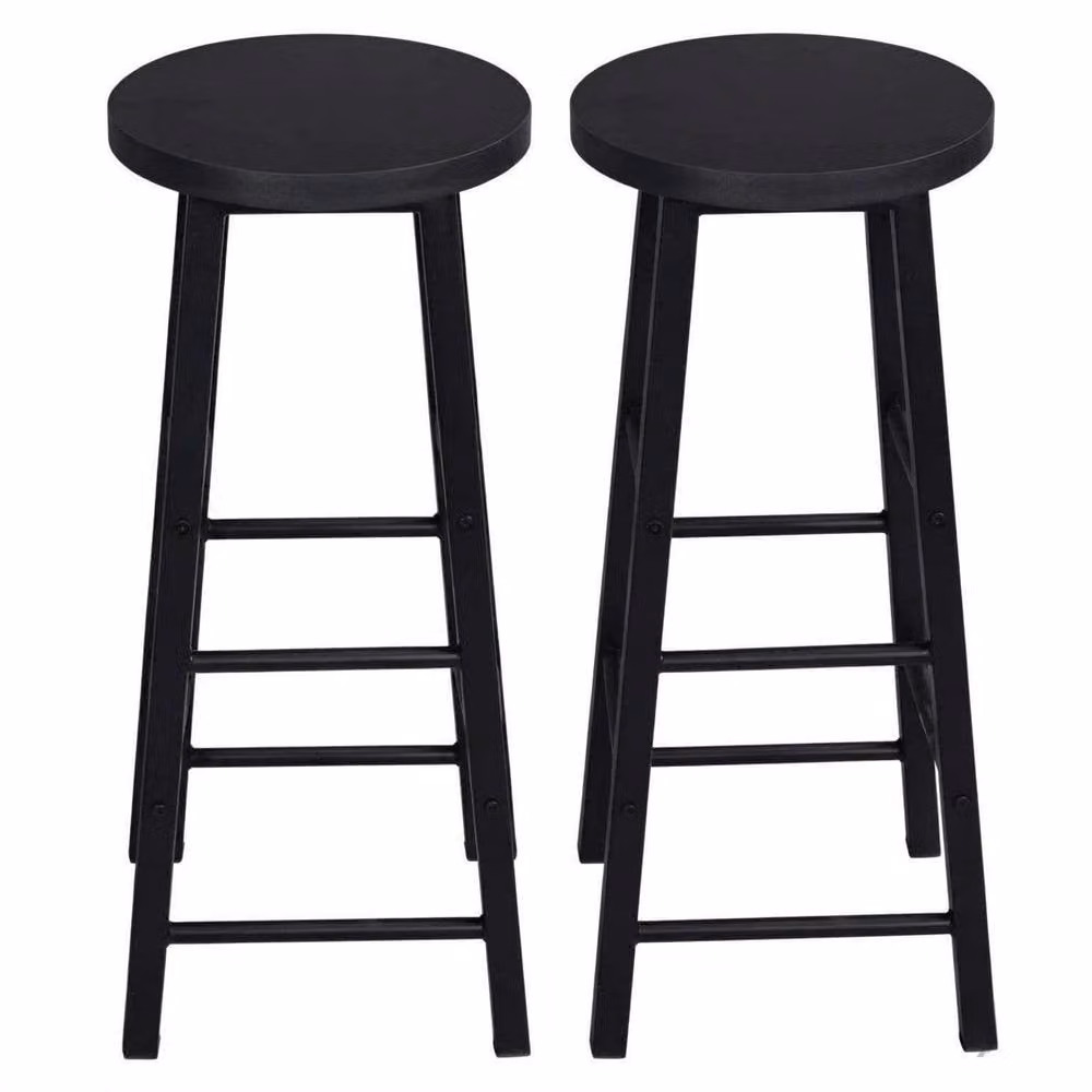 Merax Set of 2 Industrial Bar Stools with Footrests in Black – 4