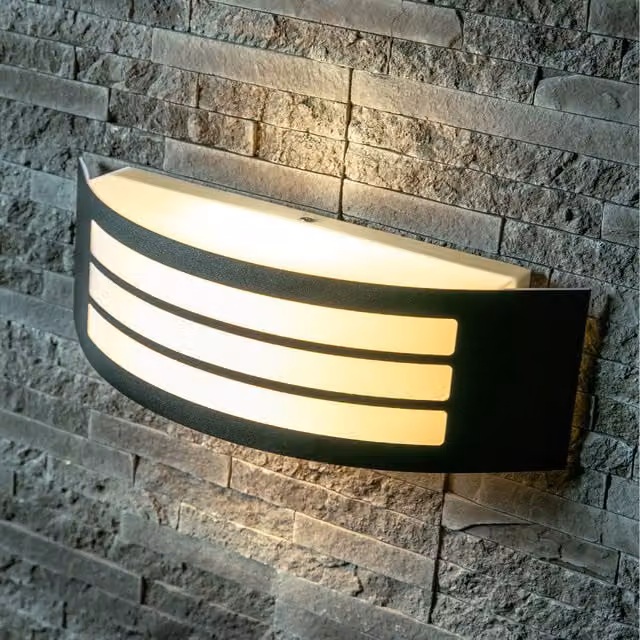 CGC Lighting Striker Black Curved Arc Outdoor Wall Light