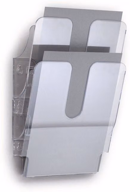 Durable Flexiplus 2 Wall Mounted Literature Tray, A4 Portrait, Clear – 1