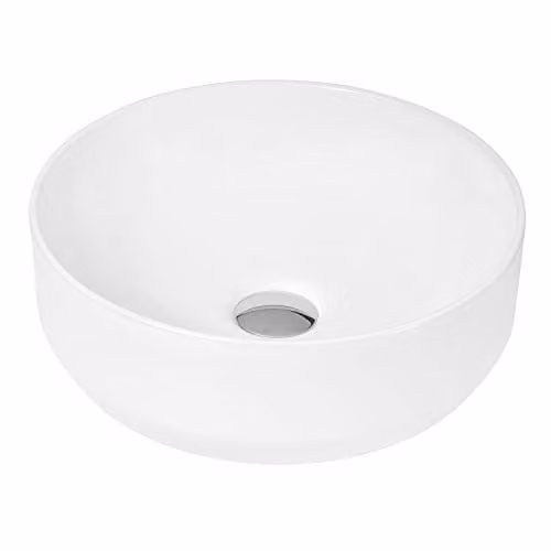 Hudson Reed NBV162 Round Ceramic Countertop Bathroom Sink Basin, White, W: 35.0 cm, D: 35.0 cm, H: 12.0 cm