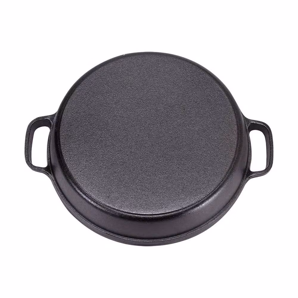EONLION Uncoated Cast Iron Skillet Frying Pan, Black, 32.5 cm – 3