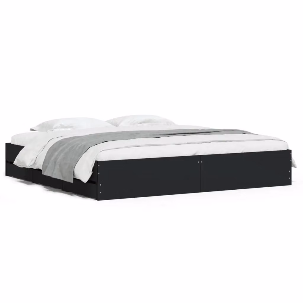 Berkfield Home Modern Bed Frame with Drawers in Black, 160 x 200 cm – 2