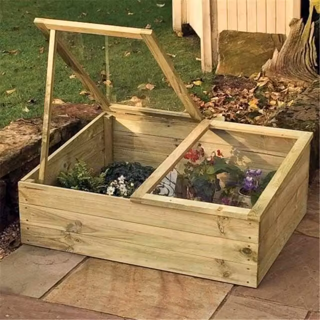 Cheshire Deluxe Rustic Timber Cold Frame in Light Oak Brown – 1