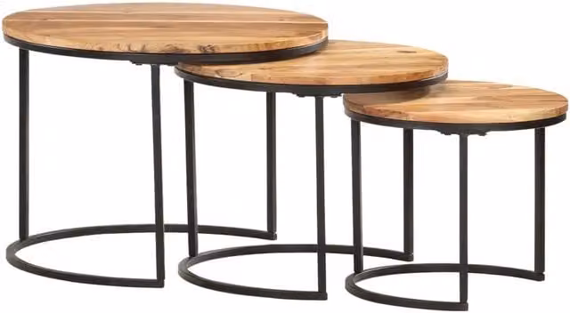 Berkfield Home Nesting Tables, Set of 3, Solid Acacia Wood, Brown – 1